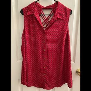 Red Printed Tank Top